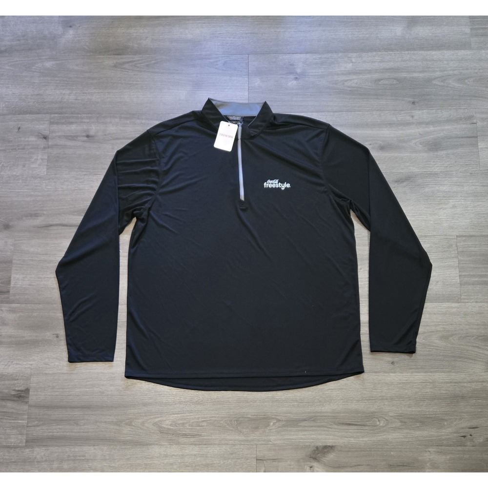 Trimark Coca-Cola Tech Quarter Zip Mens 2XL Black Graphic Sleeve Pullover NWT
